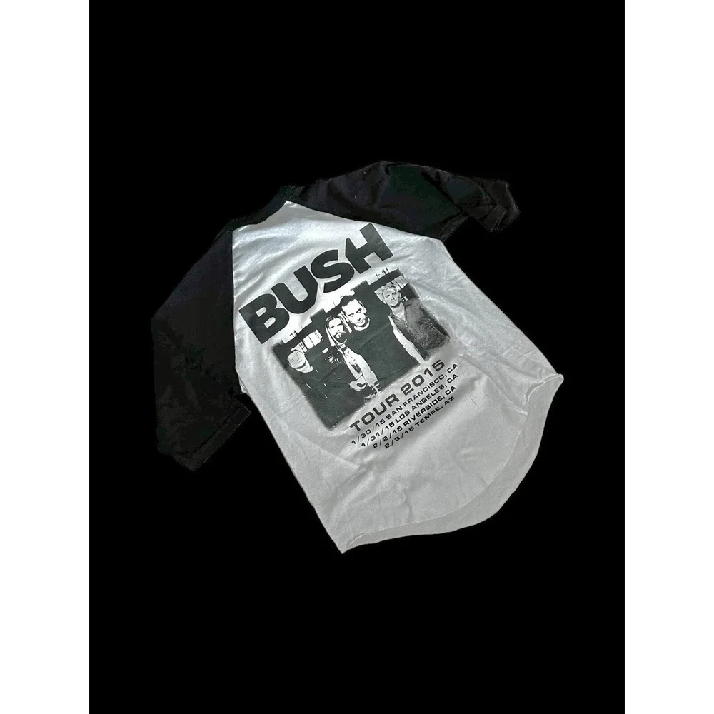 2015 Bush Tour Quarter Sleeve Shirt Black White 90's Music Band Gavin Rosdale